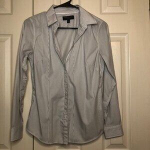 Tailored Fit Button Down Dress Shirt White Vertical Stripes